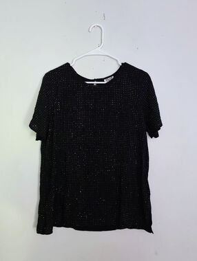 NWT Vocal Black Short-Sleeve Sequin Top